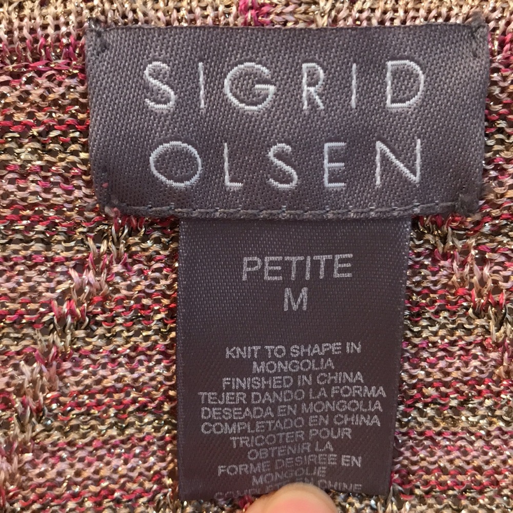 Sigrid Olsen Metalic thread open cardigan. Beautiful colors!! Sz MP. Great Cond.